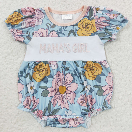 mama's girl embroidered floral romper