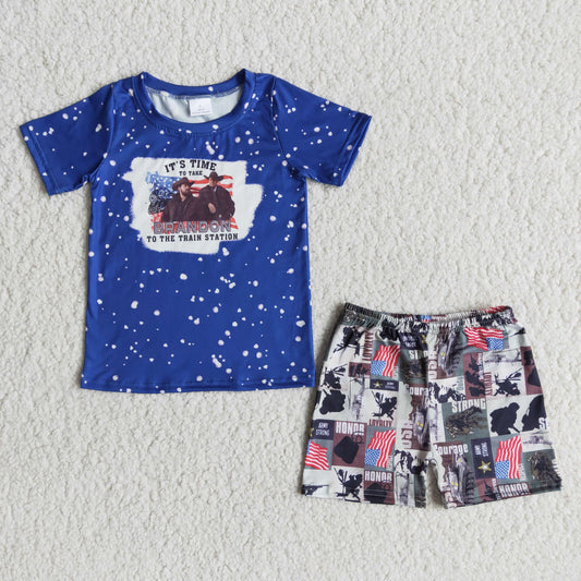 brandon train station boy shorts set blue