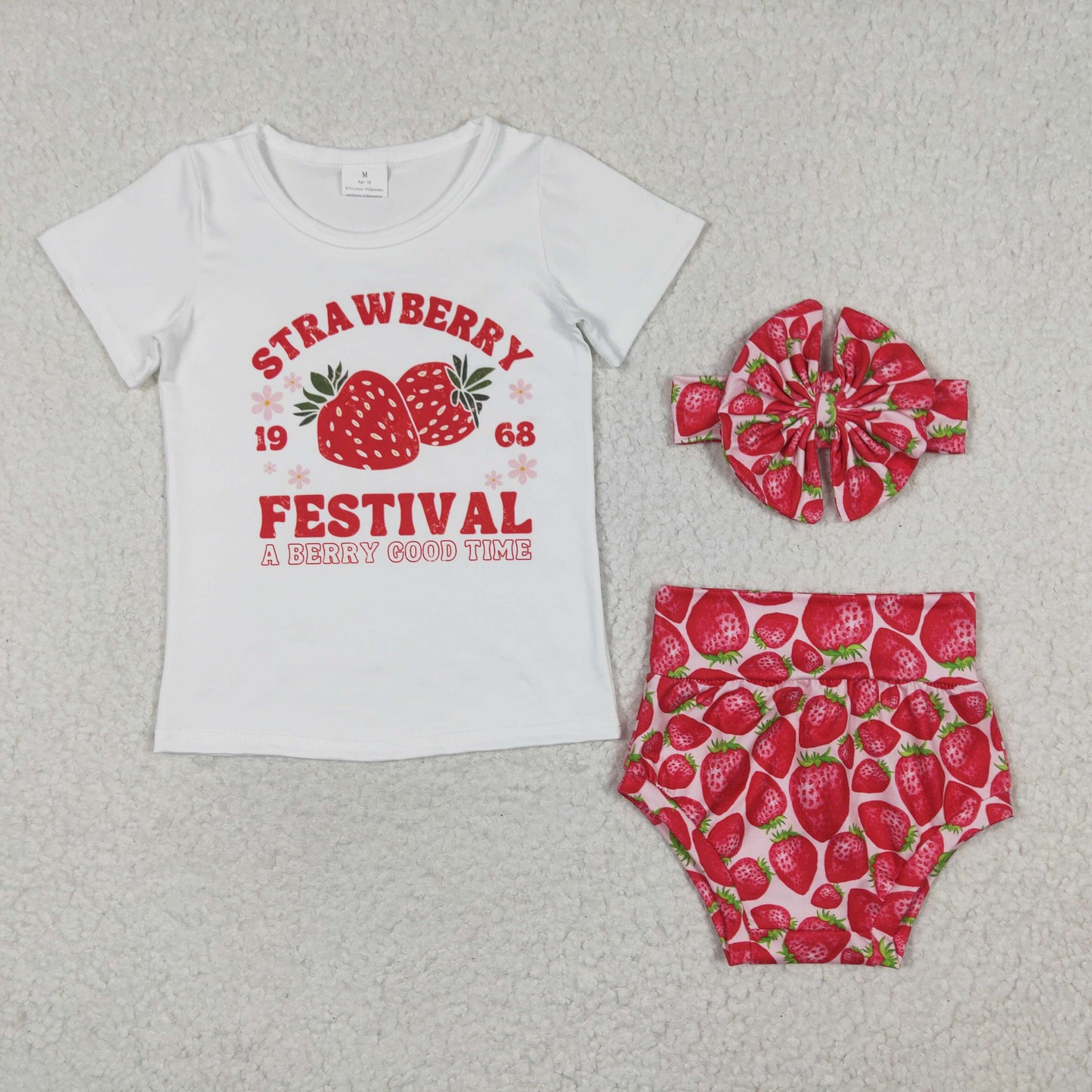 baby girl's bummie set strawberry festival