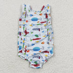 baby girl summer fish hook swimsuit with zip
