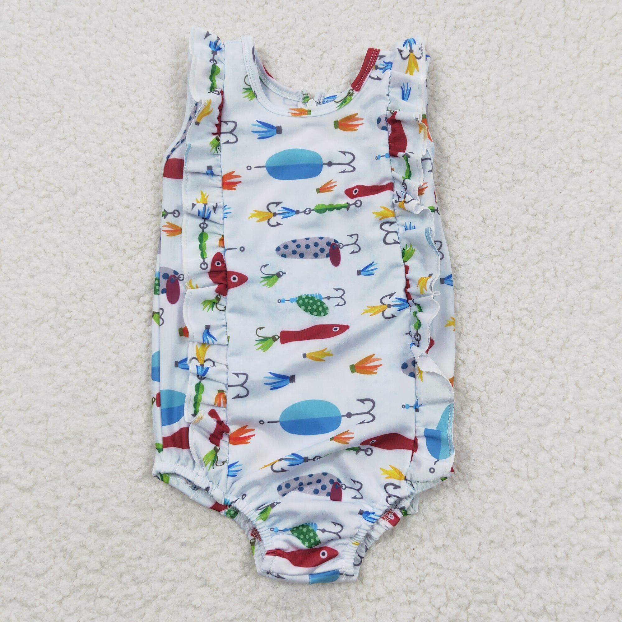 baby girl summer fish hook swimsuit with zip