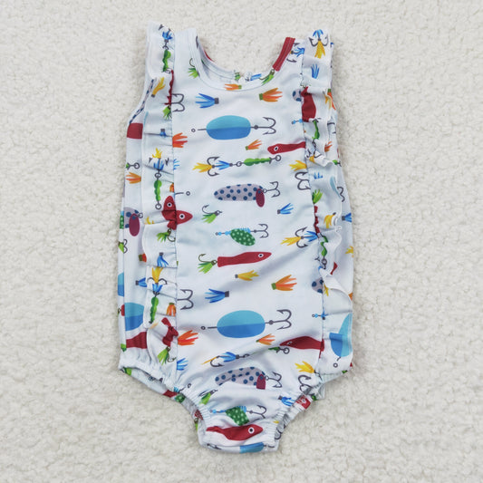 baby girl summer fish hook swimsuit with zip