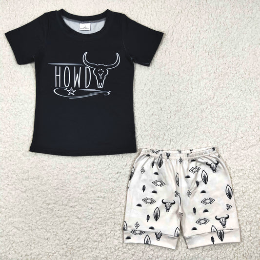 western howdy skull cow black boy outfits