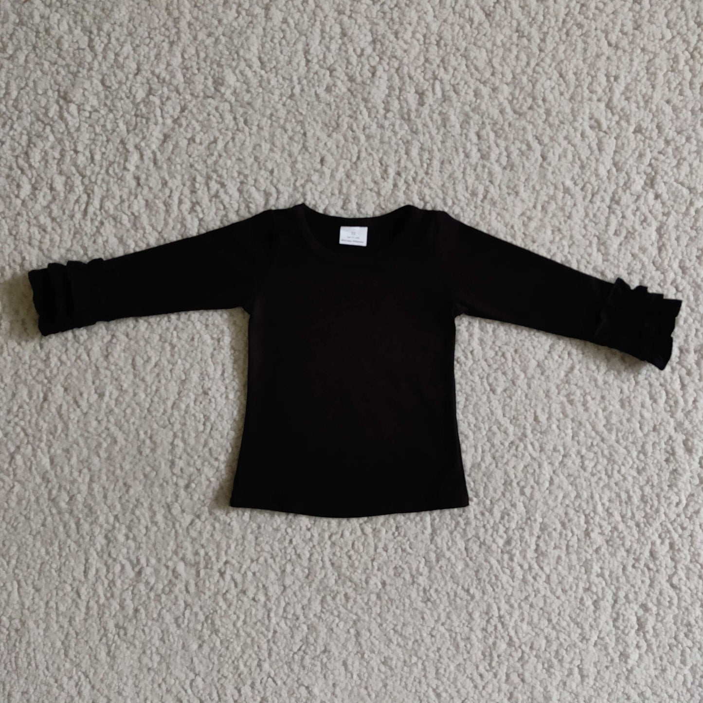 Black Cotton Ruffle Shirt