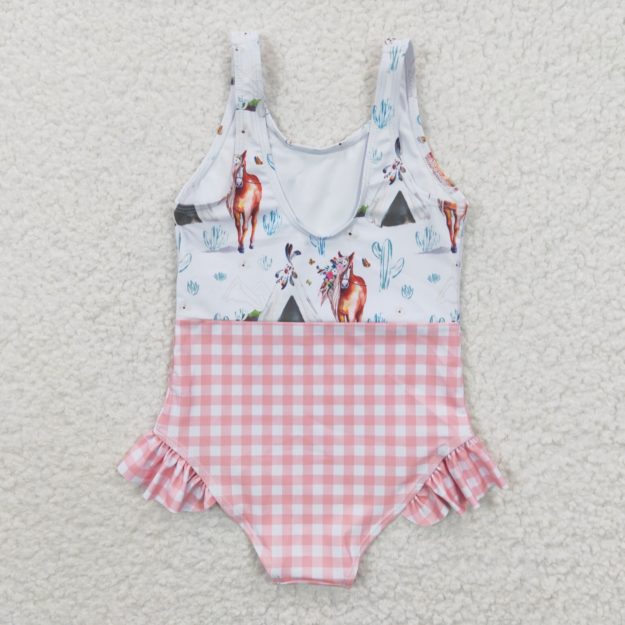 girl's swimsuit horse printing 1pcs swimswear