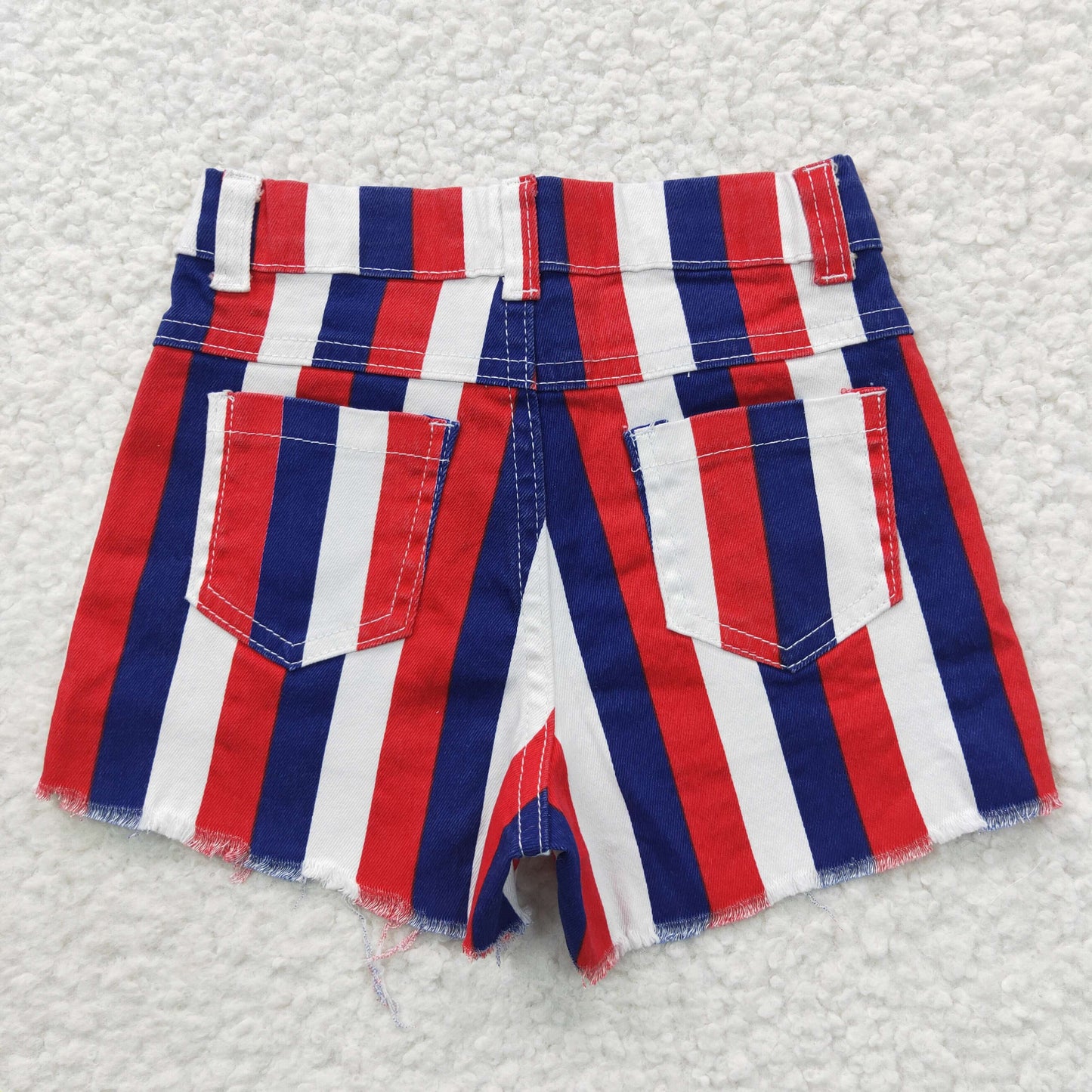 kids red white blue denim shorts for 4th of july