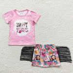 pink dolly vibes tassel fringe skirt set girl outfit