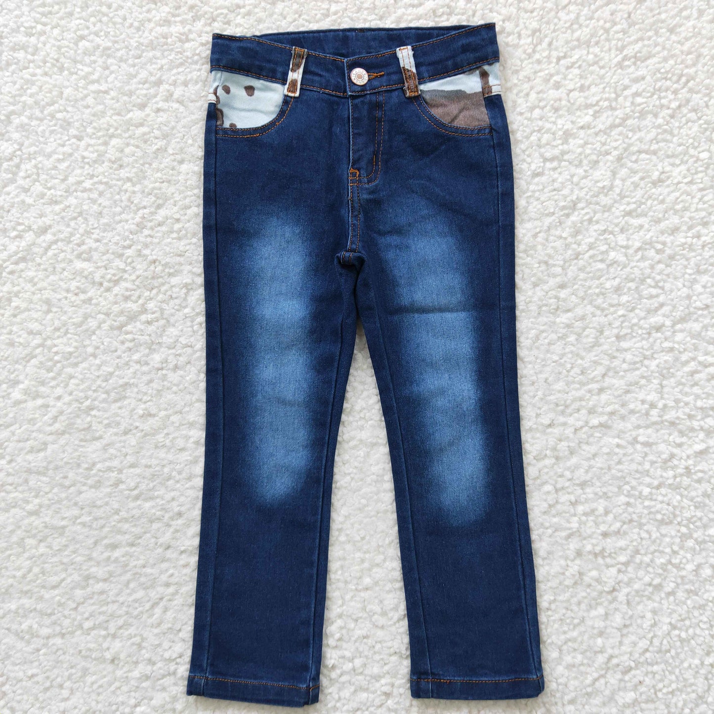 kids bottom denim pants blue bleached jeans