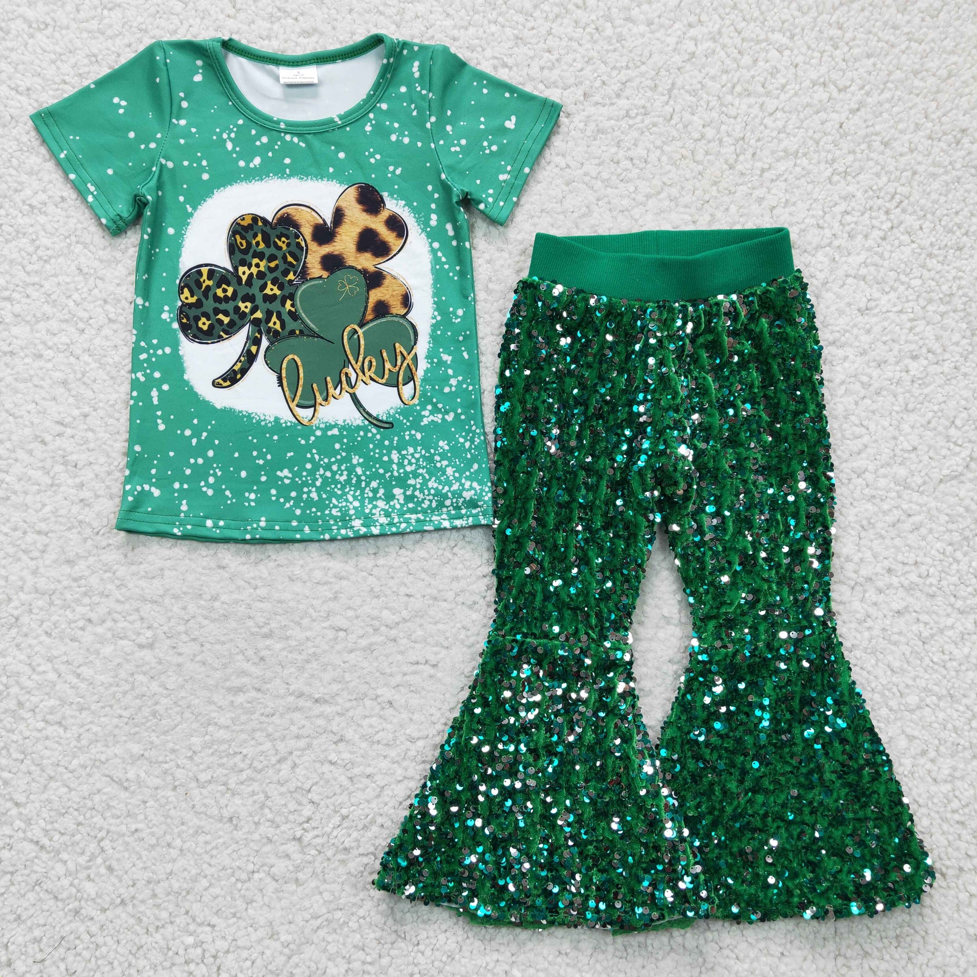 St patrick green clover t shirt lucky