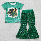 St patrick green clover t shirt lucky