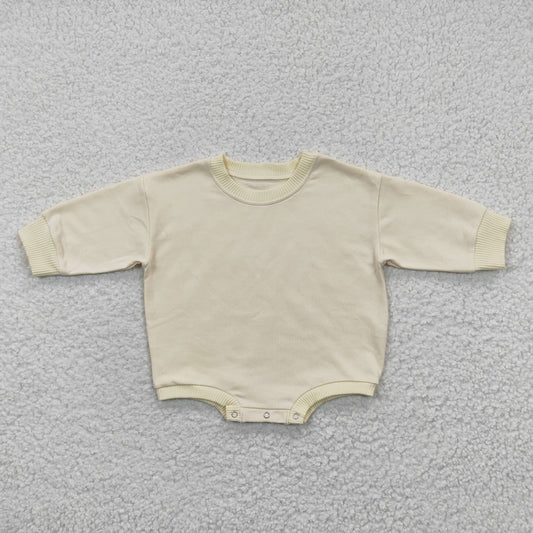 solid color off white cotton infant romper bodysuit