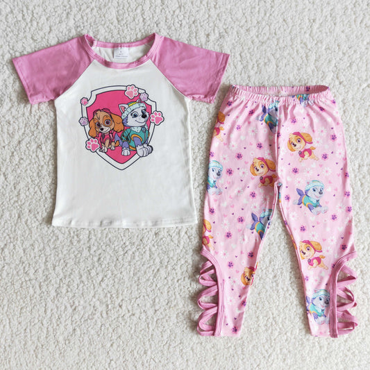 pink polly dog outfit cross leggings set