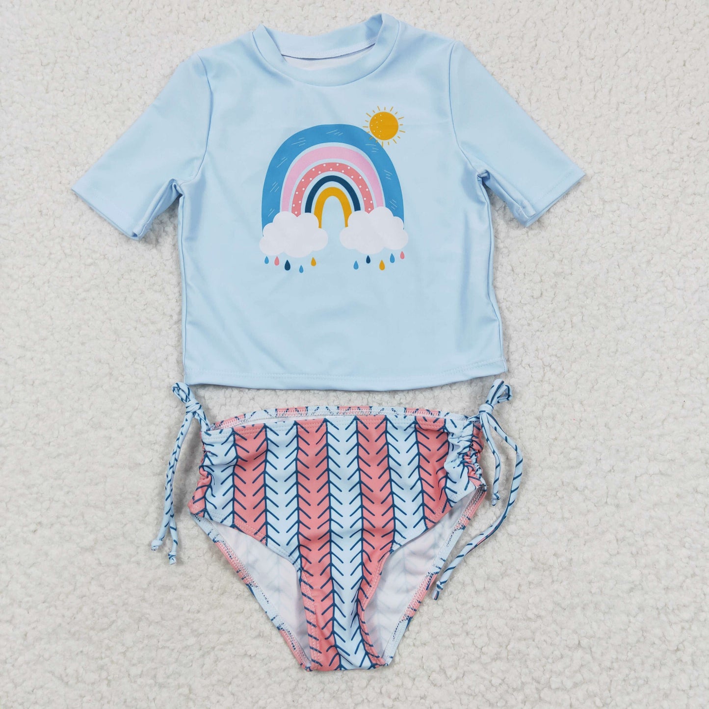 2pcs rainbow print princess swimsuit girl summer clothing