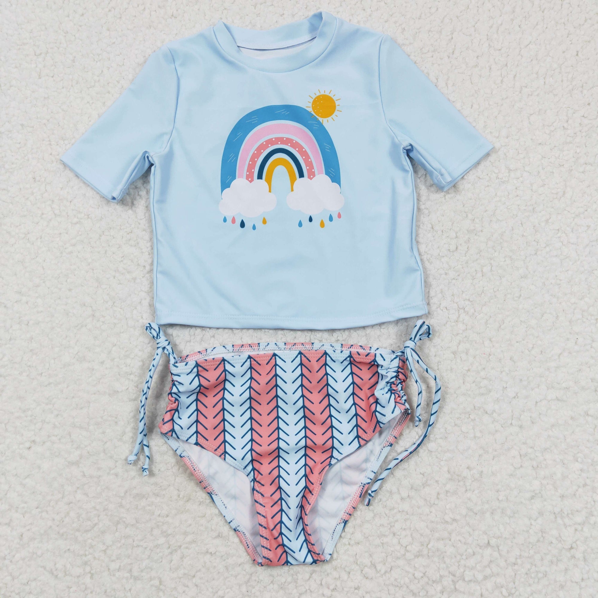 2pcs rainbow print princess swimsuit girl summer clothing