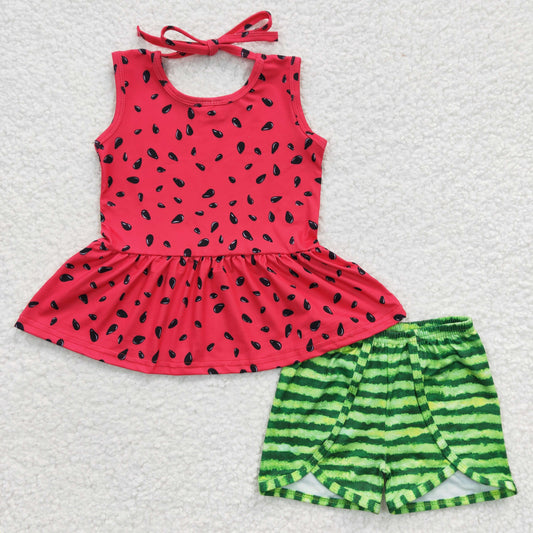 easter halter tank top watermelon shorts set girl