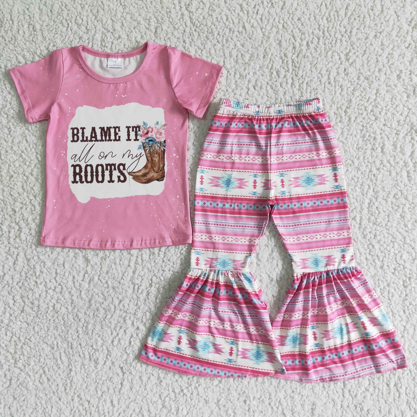 pink blame it all on my roots pants set