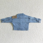 kids clothing fashion leopard denim jacket top