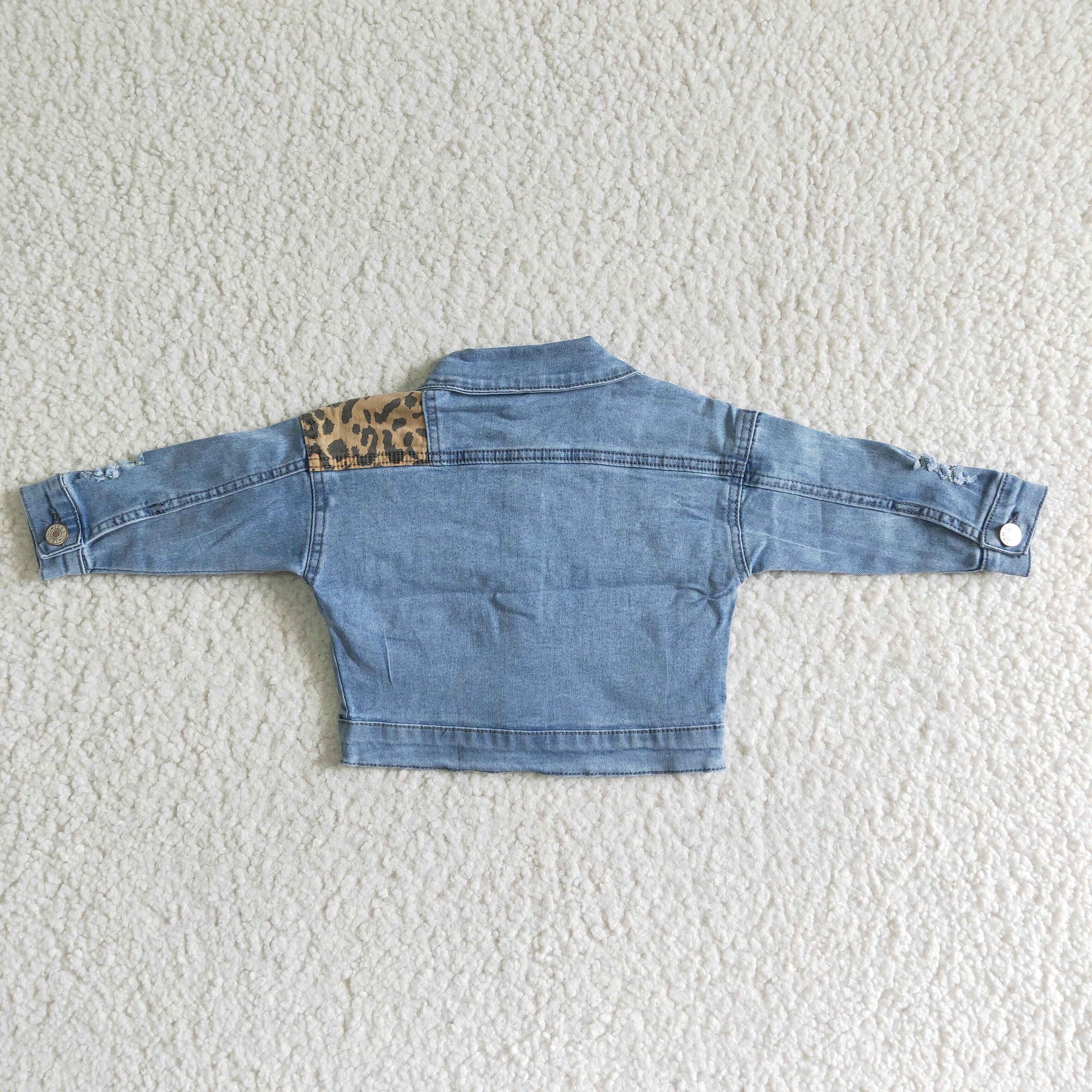 kids clothing fashion leopard denim jacket top