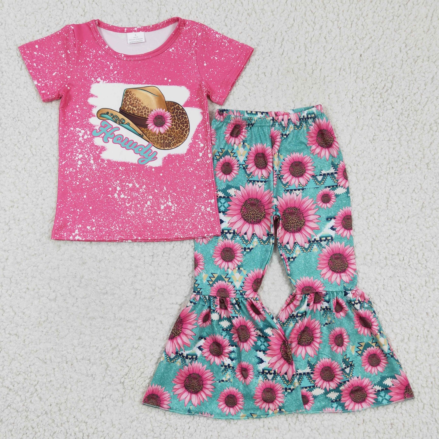 girl hot pink sunflower outfits howdy hat