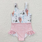 girl's swimsuit horse printing 1pcs swimswear