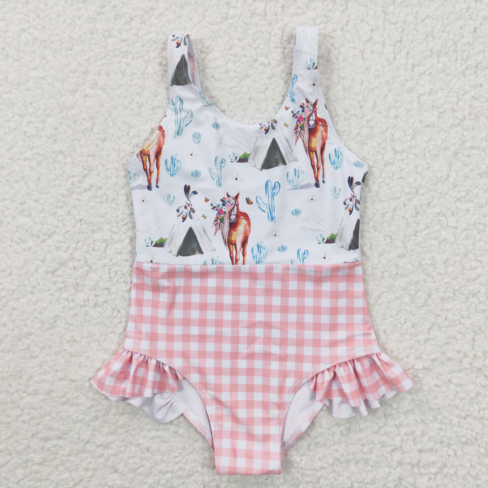 girl's swimsuit horse printing 1pcs swimswear