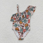 bull skull cactus swim wear baby girls summwer swimsuit