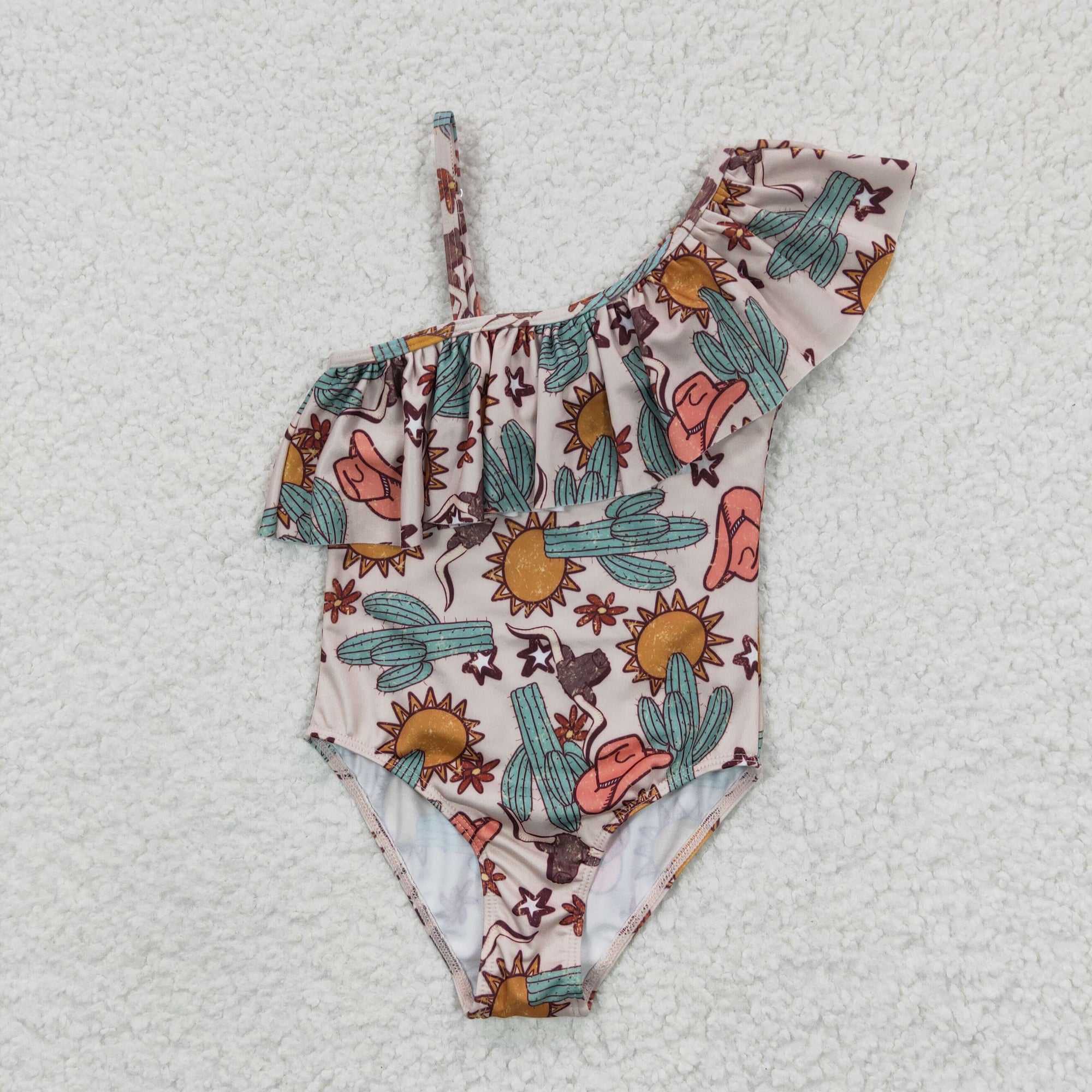 bull skull cactus swim wear baby girls summwer swimsuit