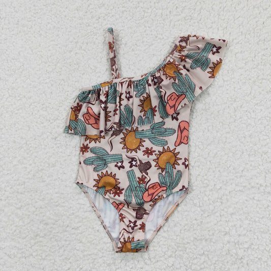bull skull cactus swim wear baby girls summwer swimsuit