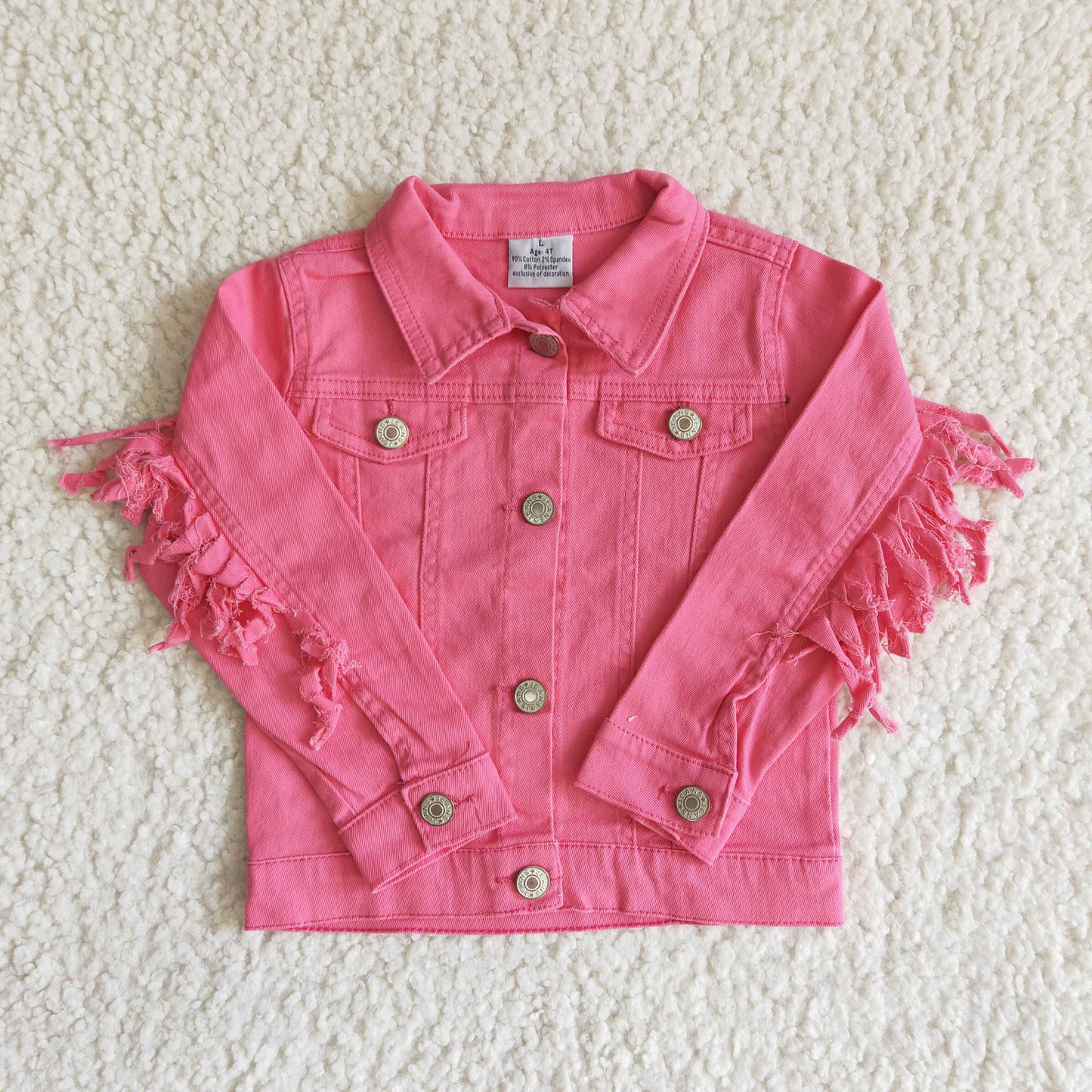 fashion hot pink denim jacket top