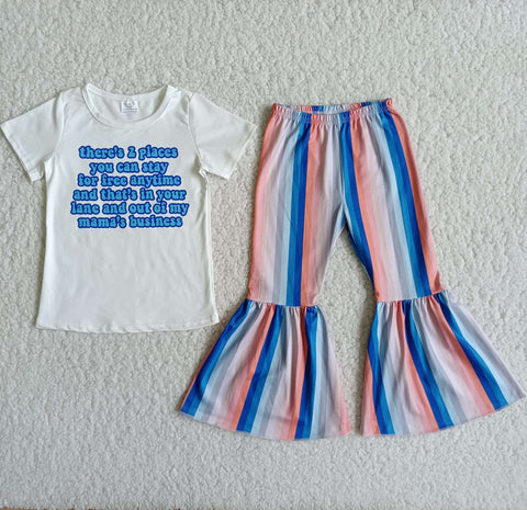 Short sleeve out of Mama's business striped bells set