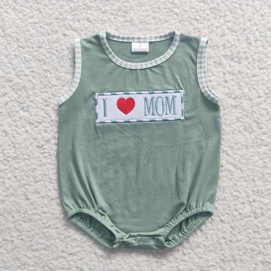 i love mom embroidery romper for little boy