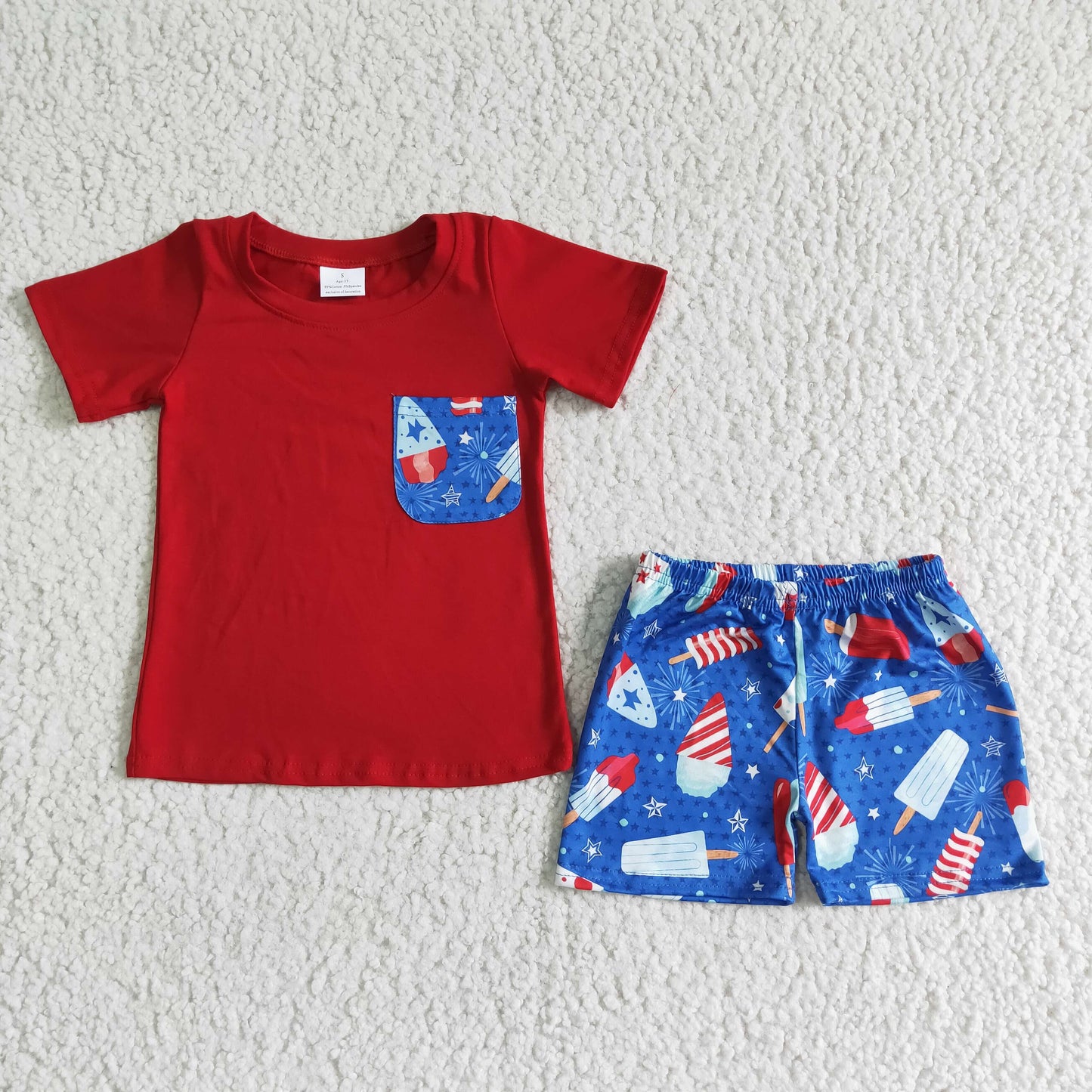 boy's red popsicle july 4th outfit shorts set clothing