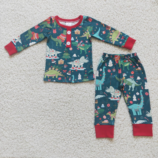 boy christmas dinosaur pajama