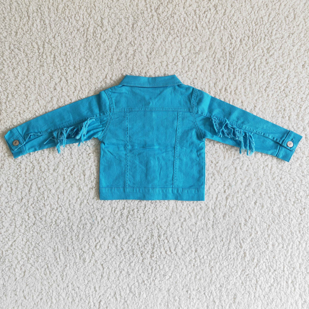 girl’s clothing fashion blue denim jacket top