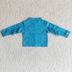 girl’s clothing fashion blue denim jacket top