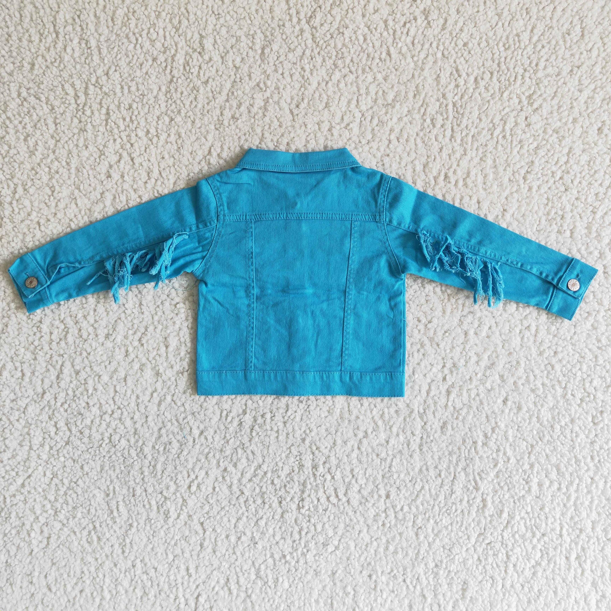 girl’s clothing fashion blue denim jacket top