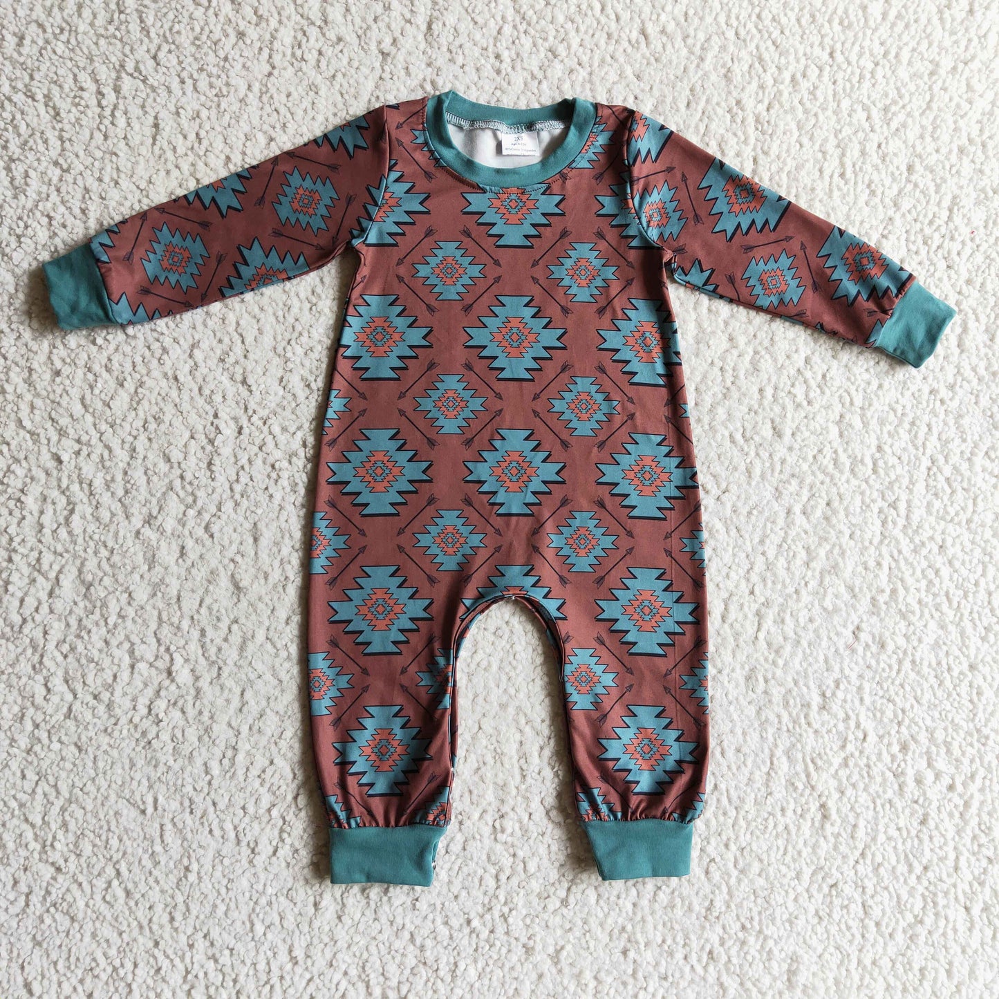 aztec arrow brown pajama outfit boy