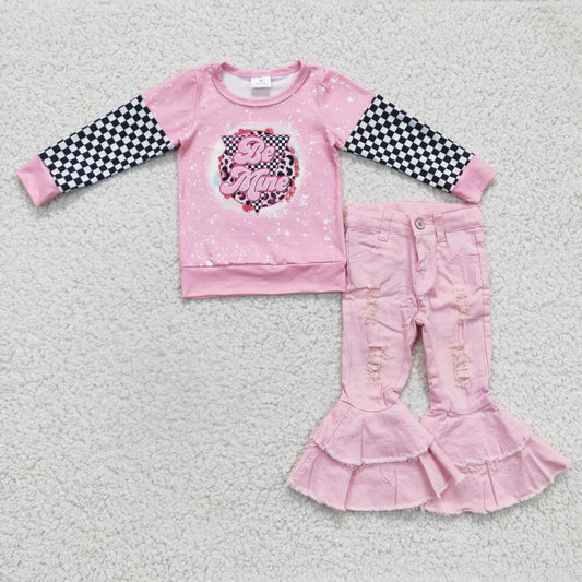 valentine 2pcs pink denim outfit