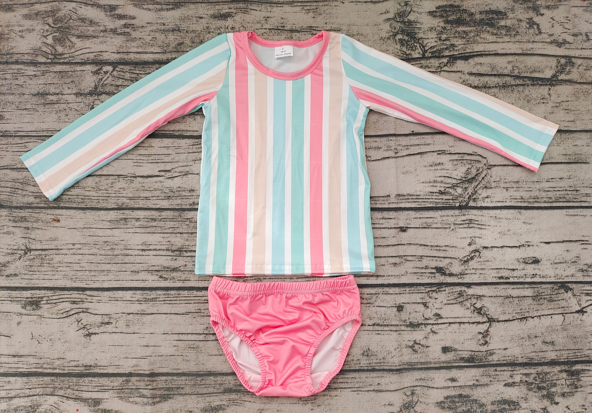 stripe long sleeve girls swimsuit