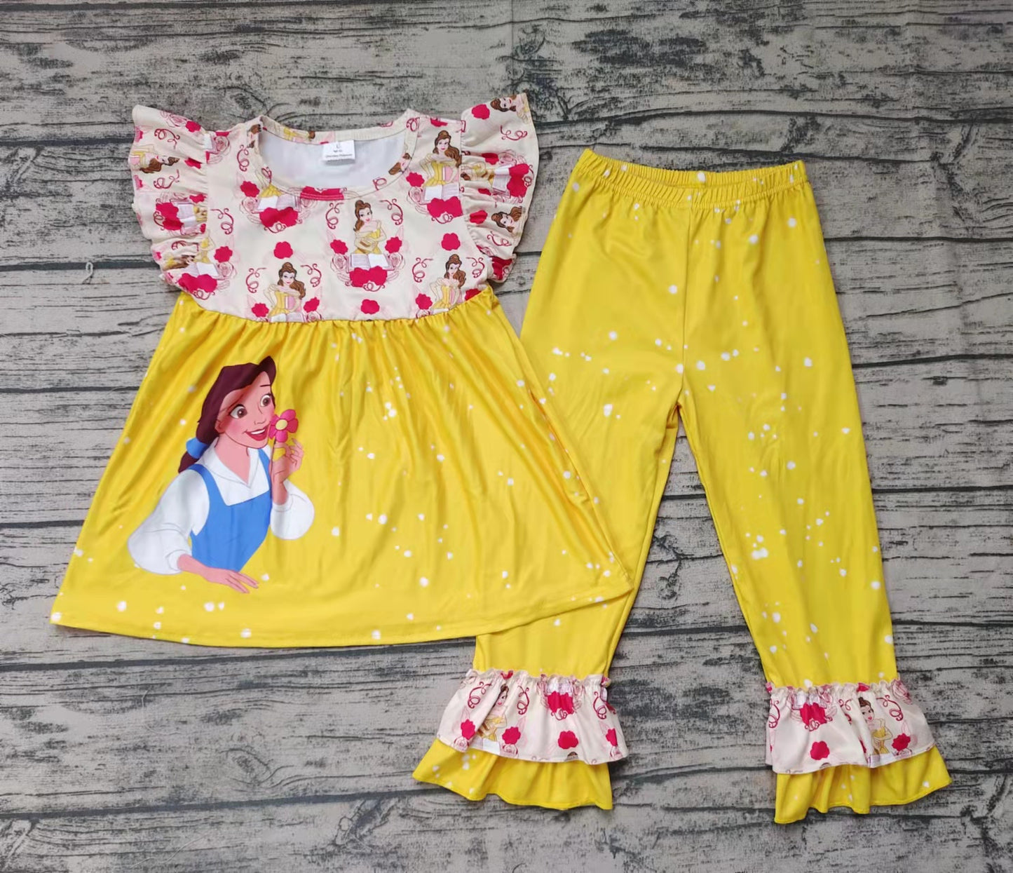 kids girl's outfit yellow princess pants outfit clothing