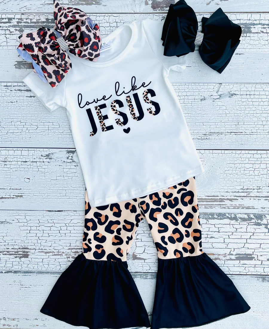 Leopard Love Like Jesus Bell Bottoms Outfit