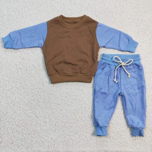 kids blue brown sweater joggers outfit