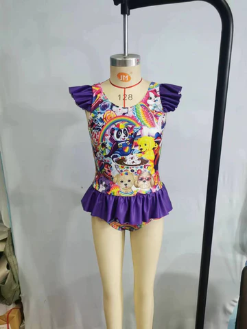 purple lisa frank girls swimsuit