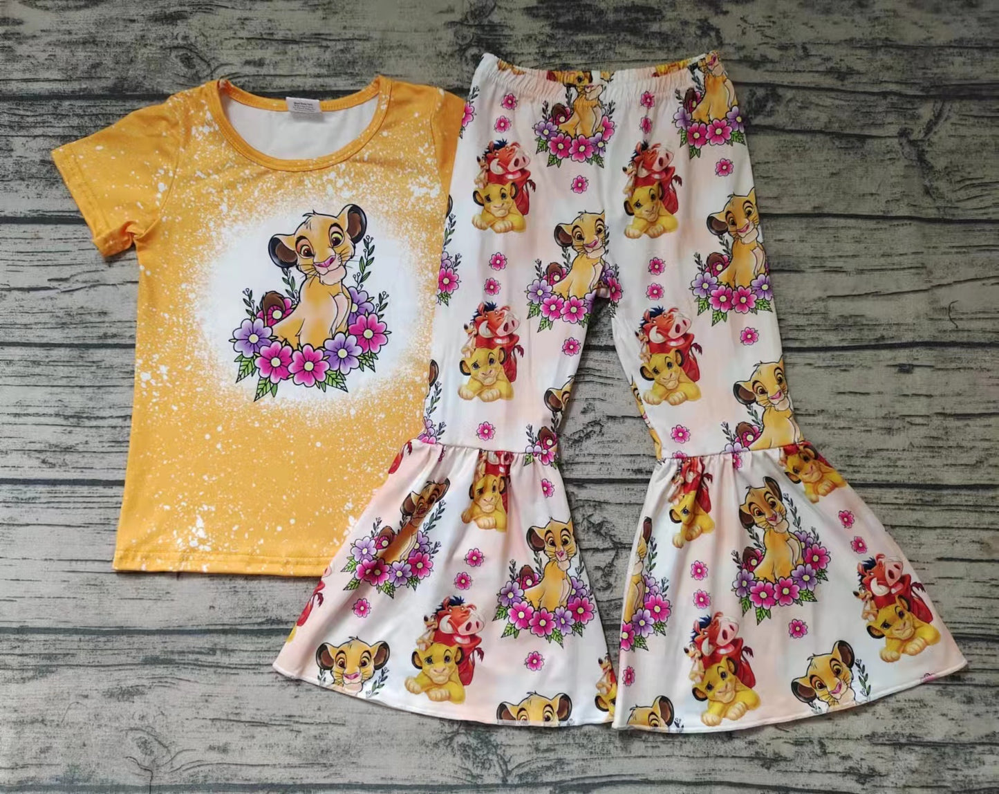 girl's outfit animal lion pants set kids clothes