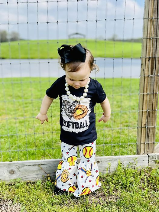 black white softball girls clothing