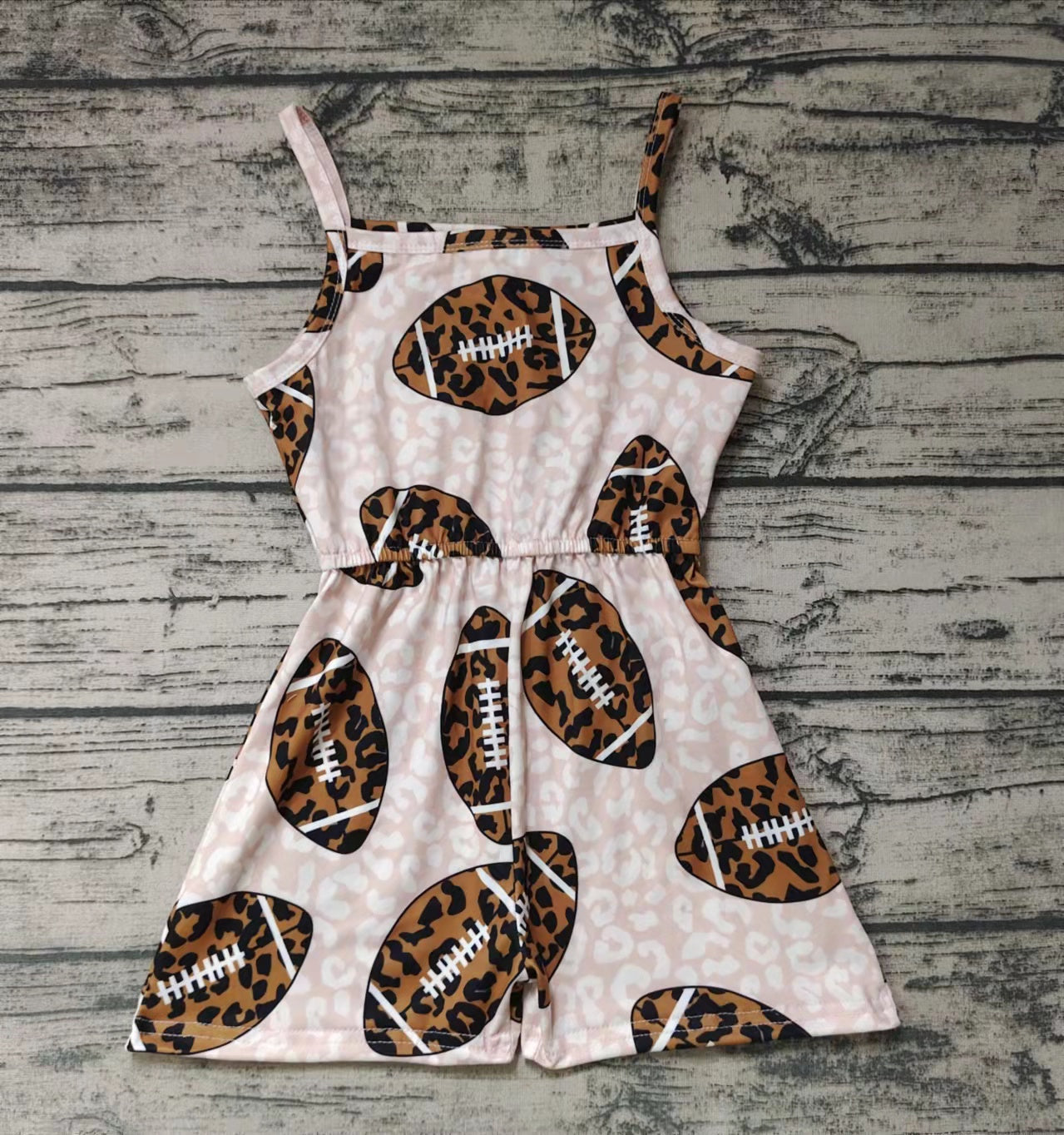 sleeveless leopard football jumpsuit