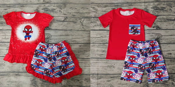 cartoon girl ruffle shorts set