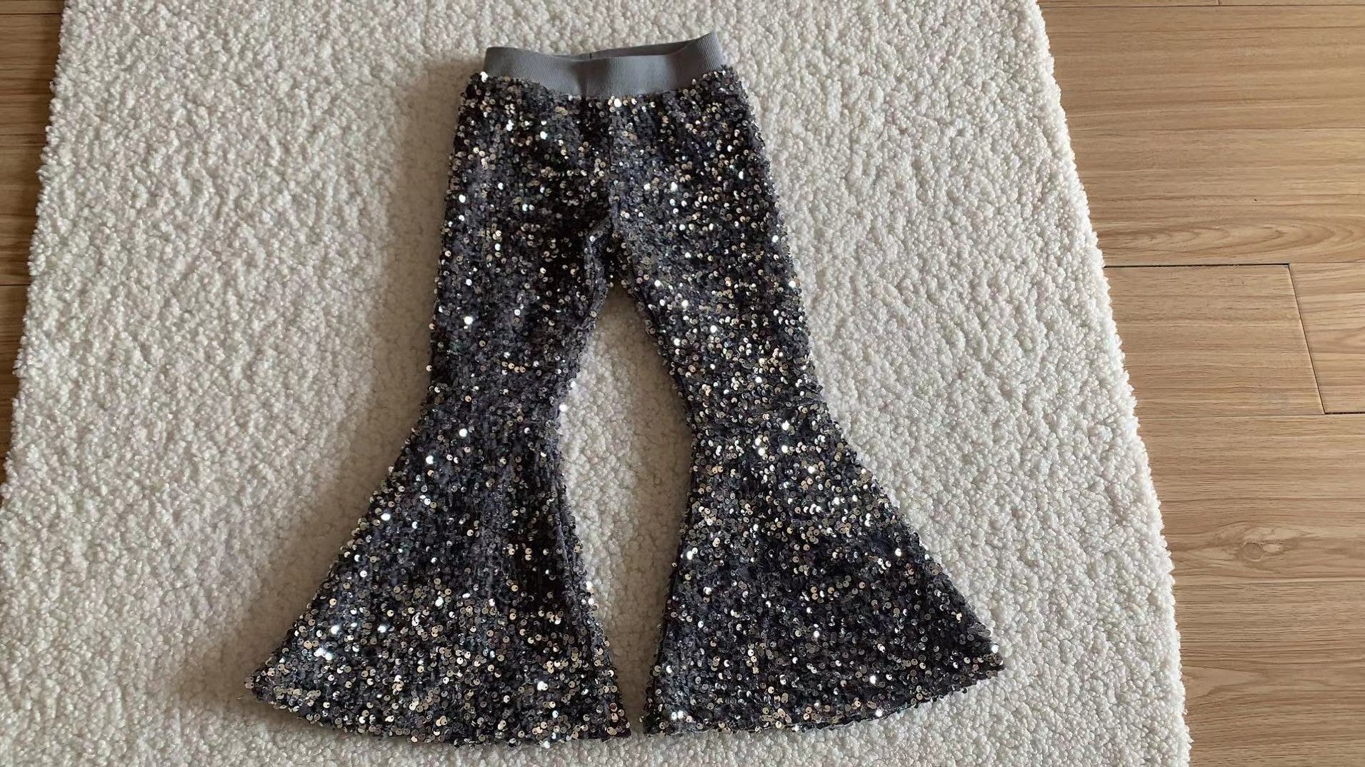 Grey Sequins Bells Pants