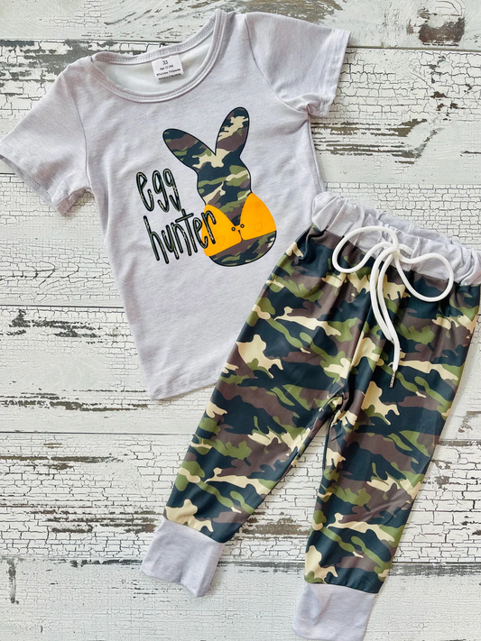 boys camo egg hunter bunny joggers outfit