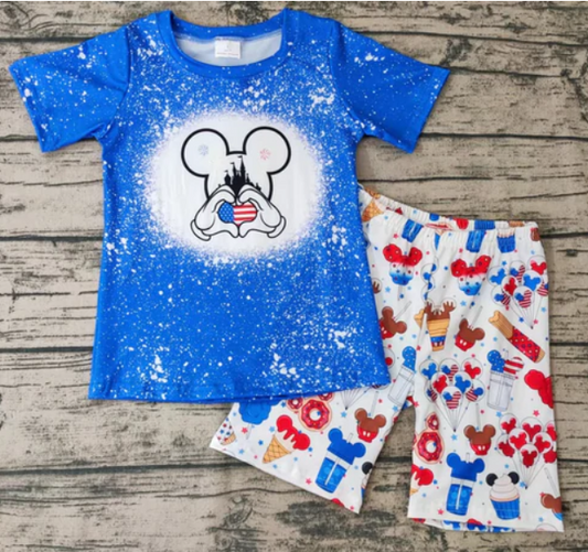 happy 4th cartoon shorts set